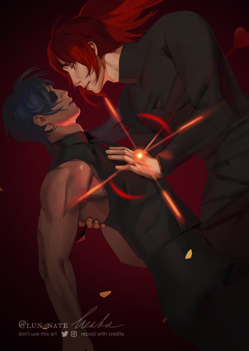 lun_nate's tweet photo. “Love leapt out in front of us,.. and struck us both at once”
Happy Valentines day!💘

#fanart #genshinimpactfanart #kaeya #diluc #kaeluc https://t.co/3NIoW7RLDe