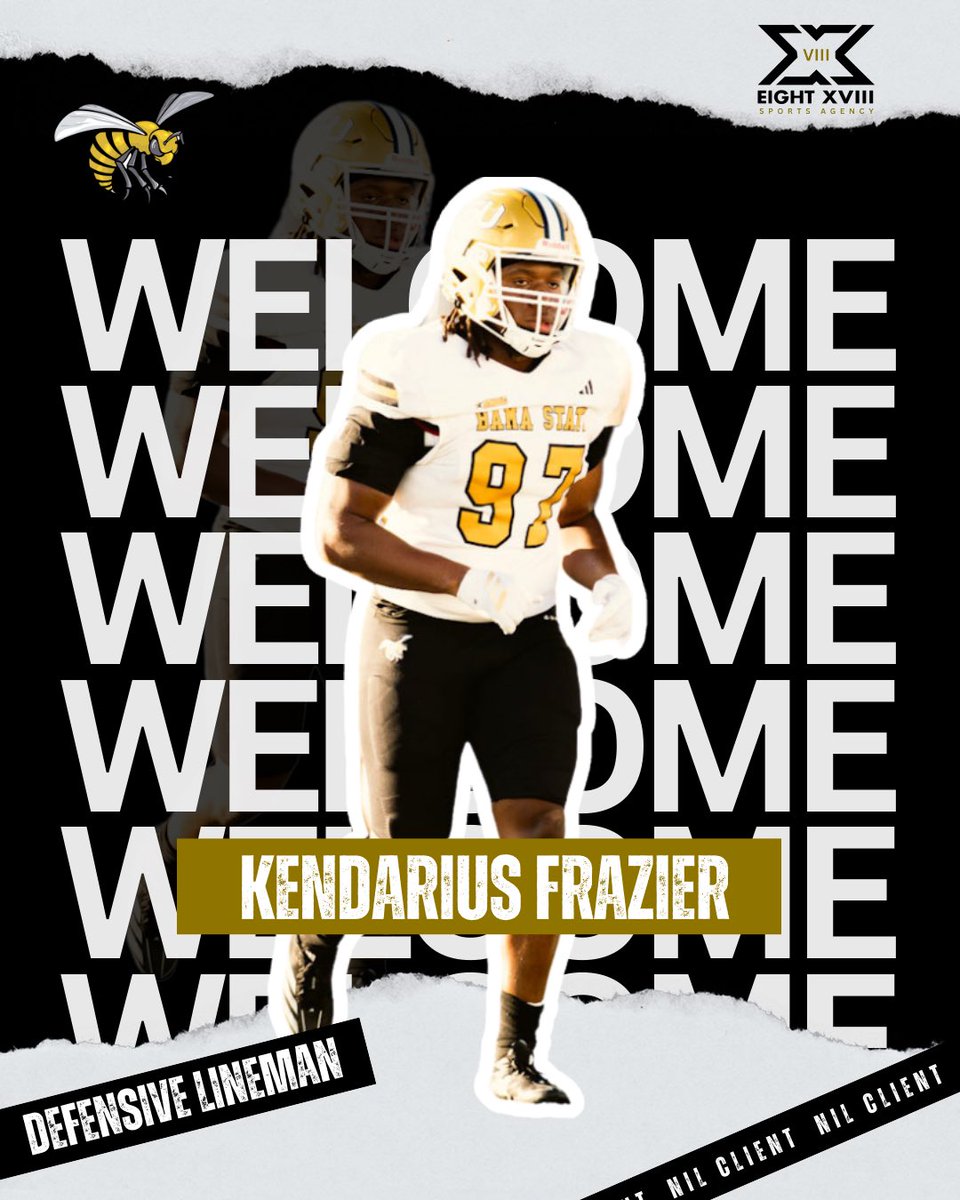 Welcome to the family 🤝
New Client Alert 🚨 Kendarius Frazier, DL at Alabama State. We’re excited to represent a player who brings power, discipline, and a relentless work ethic to the field. This is just the beginning—let’s get to work. 💼🏈 #EightXVIIIAgency <a href="/kendariusf2/">KENDARIUS FRAZIER</a>
