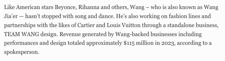 Jackson Wang is extraordinarily wealthy with legitimate financial publications valuing his net worth at more than $115 MILLION, not by biased fan-made lists that conveniently place their faves on top and exclude him altogether.

Sources: forbes.com/sites/russellf…