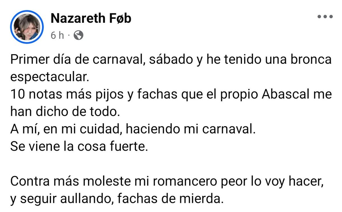 Ya está bien de que se permita esto en las calles de Cádiz en carnaval, ya está bien de mirar para otro lado. Hacerle daño a las personas que dan vida a nuestro carnaval, es hacerle daño a todos los que disfrutamos de él. Si tocan a una, nos tocan a todos!