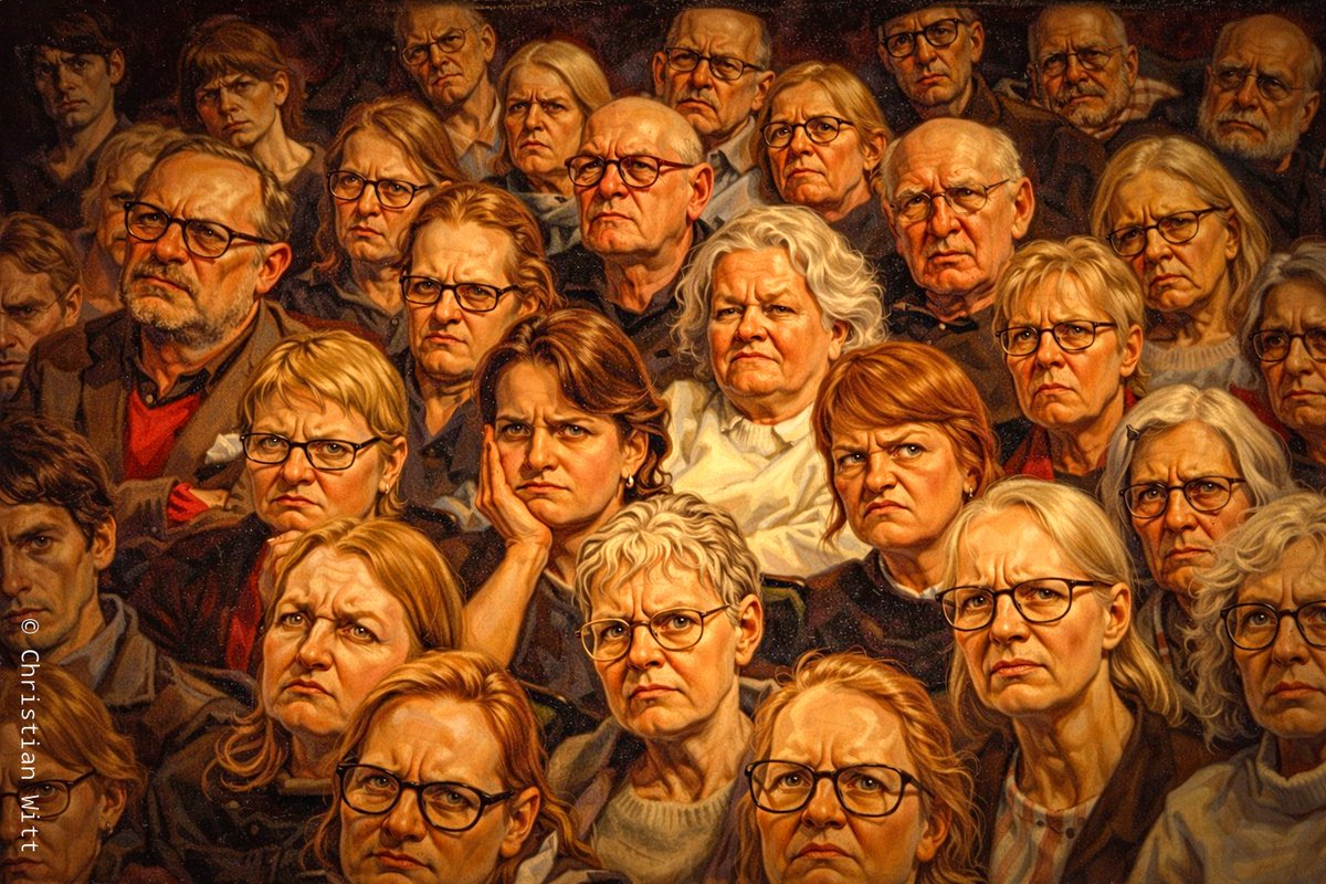 Absolventen einer Denkschule beim gemeinschaftlichen Abschlussdenken.