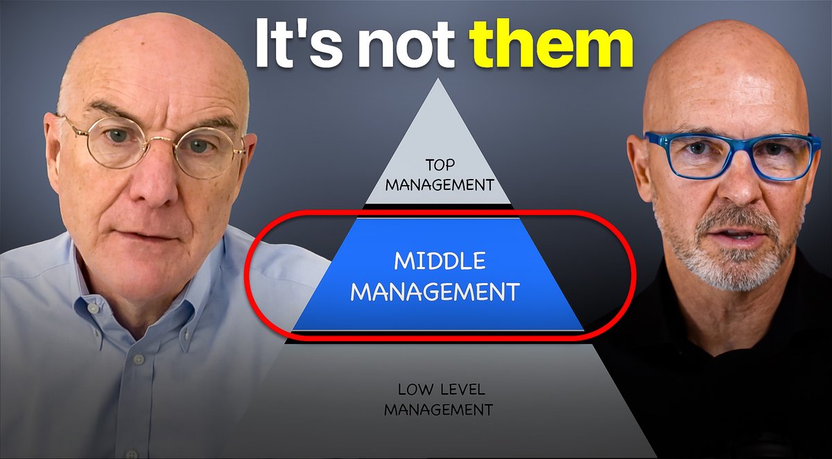 Middle management isn’t the problem.

It’s the pressure valve.

In this episode, we unpack “the frozen middle” myth and why most change efforts fail long before they hit the front lines. If strategy keeps stalling, look up not down.

Watch here: youtu.be/2lrNfL5l7VQ?si…