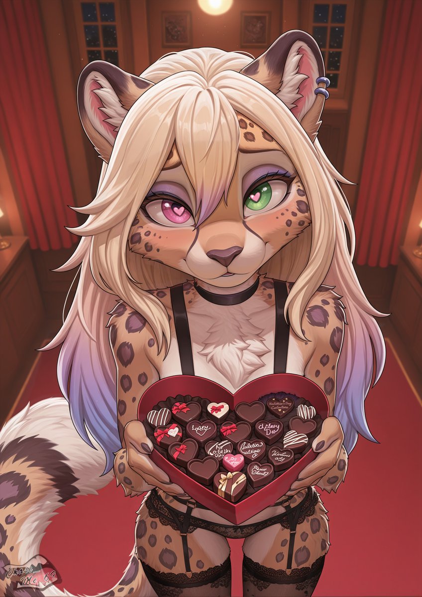 Happy Valentines Day!! <3 

I got a box of chocolates left for me.. 

No name  :P

Please be my guest help your self :3 
#AIイラスト︎ #AIart  #anthro #yiff #aiart #rule34 #furryai #furrycommunity #furryart #NSFW #NSFWfurry #rule34furry #furry #chase #nymphie #lilith