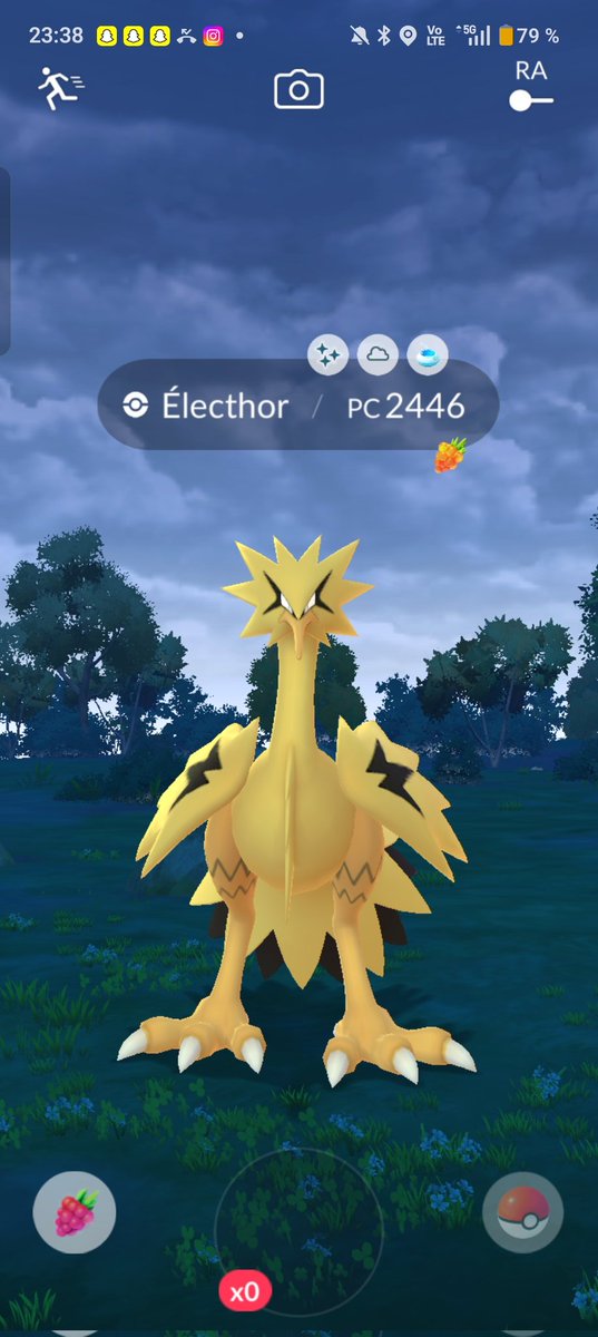 tyongflight's tweet photo. y'a une première fois a tout... premier shiny fail dans pokemon go et c'est electhor de galar shiny lol https://t.co/kSXDe05EVd