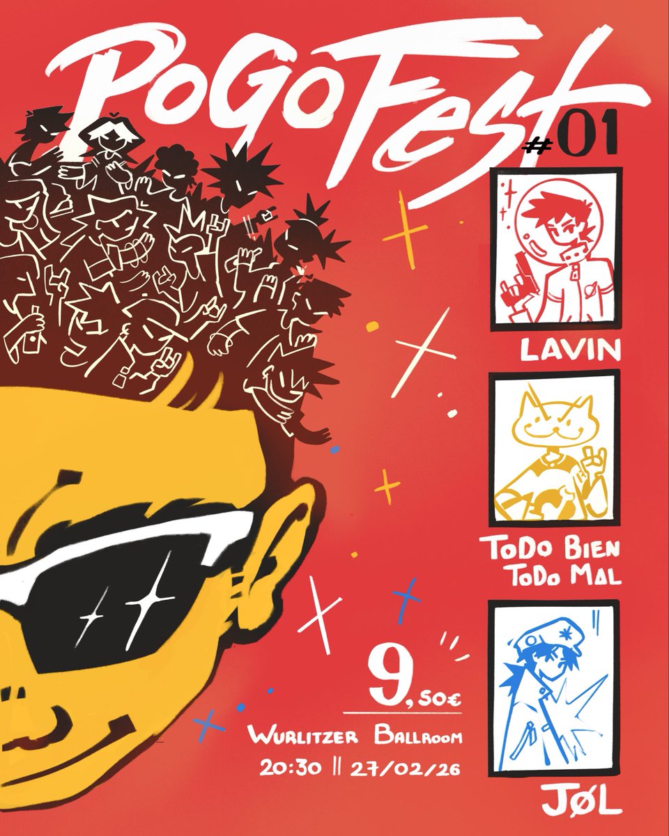 #Noticias. Cartel de la primera edición del Pogo Fest en Wurlitzer Ballroom con Lavin, <a href="/TBTM_BAND/">Todo Bien Todo Mal</a>  y Jol

j-musind.blogspot.com/2026/02/pogo-f…