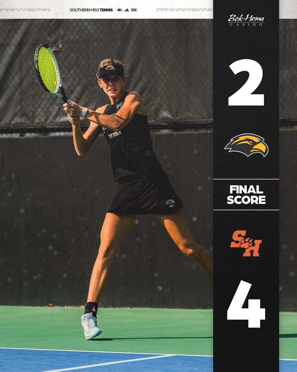 Tough one at home.

Southern Miss drops a 4-2 decision to Sam Houston. 🎾🦅 

#SMTTT