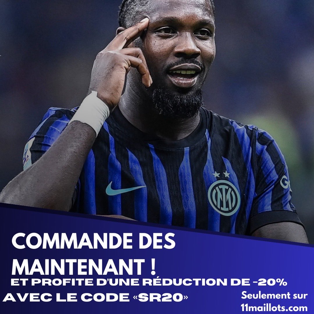 ⚫🔵 Le nouveau maillot domicile de l’Inter Milan 25/26 est dispo !
Commande-le dès maintenant sur 11maillots.com et profite de -20% avec le code SR20 ✨