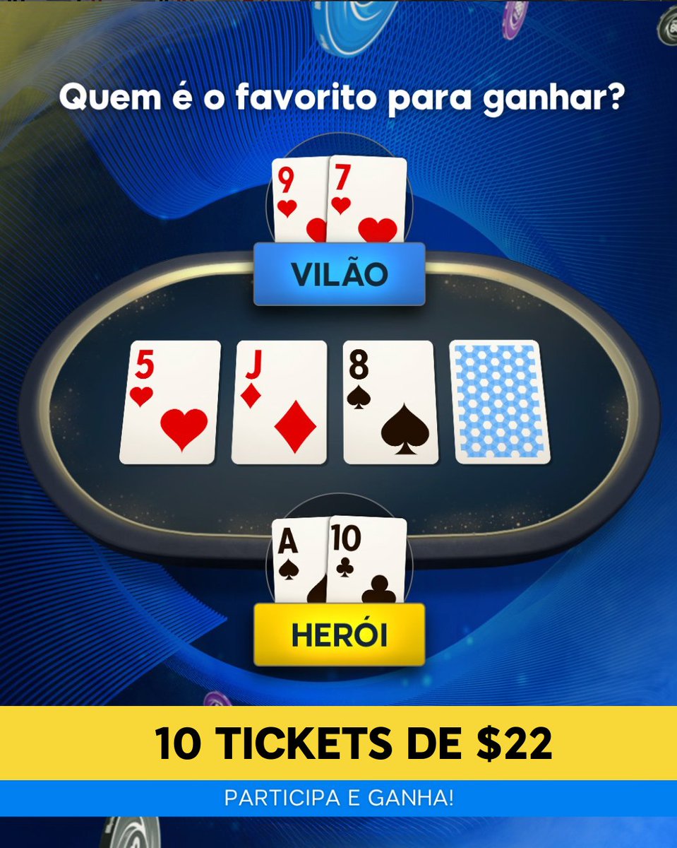 🚨 SORTEIO 🚨

Curta, compartilhe o tweet e responda a pergunta nos comentários para concorrer a 1 dos 10 tickets de $22!

Você também precisa seguir <a href="/888poker_br/">888poker Brasil</a> para ser elegível.

Valendo até dia 18 de fevereiro, às 23:59.

Termos: 888poker.com/terms/social-m…