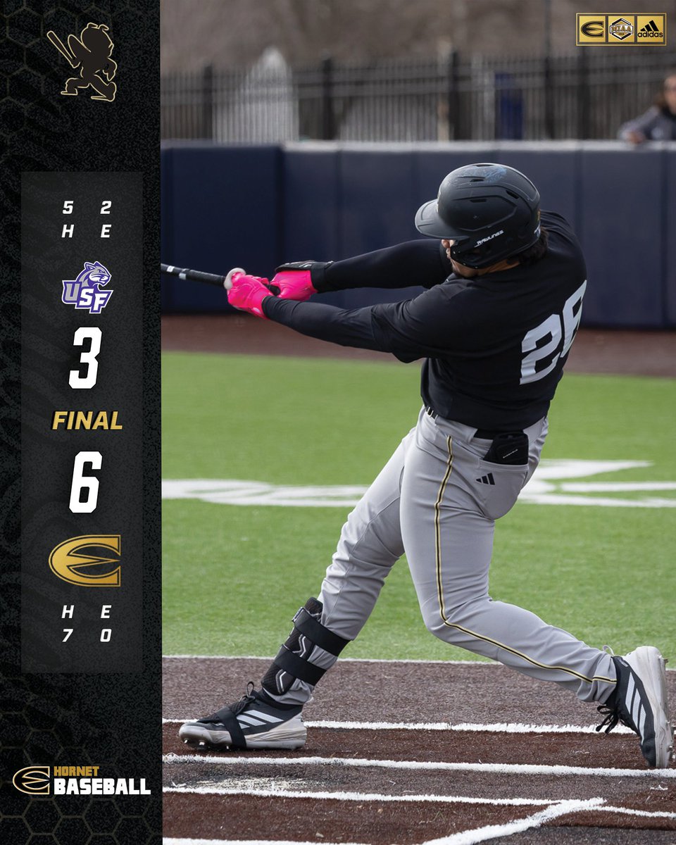 ESUSports's tweet image. Final from Topeka as @ESUBaseball thwarts a late Sioux Falls rally to win game two at the Steve Anson Classic. Santiago and Cruz each drive in two while Deaver strikes out ten. #StingersUp