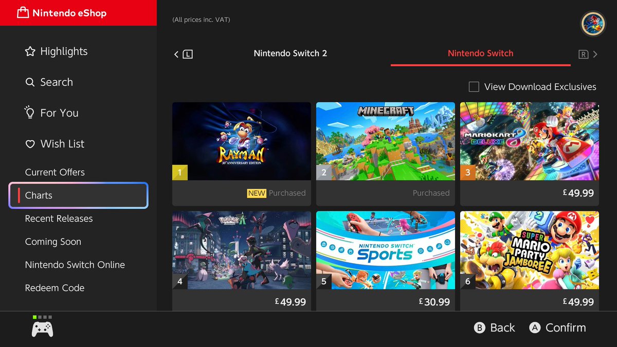 ContendoYT's tweet image. Rayman: 30th Anniversary is number 1 in the Nintendo Switch eShop UK charts!