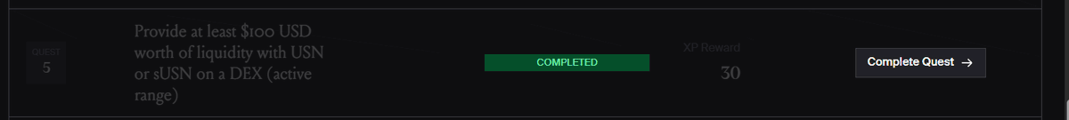 Day 5: Guide to completing the quest on Noon league
<a href="/noon_capital/">Noon</a>

Quest 5: Provide at least $100 USD worth of liquidity with USN or sUSN on a DEX (active range)

Currently, Noon LP is available on the Uniswap, Synswap, and Curve networks, similar to ETH, Sophon, ZK, and TAC. You