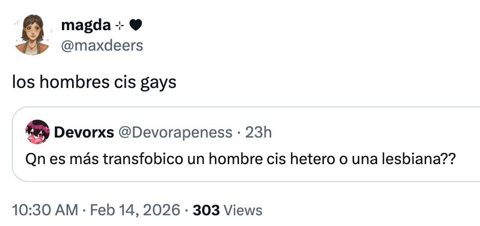Devorxs: "Who's more transphobic, a c1s hetero man or a lesbian?"

Magda: "c1s gay men." 

Get used to it, trainees.