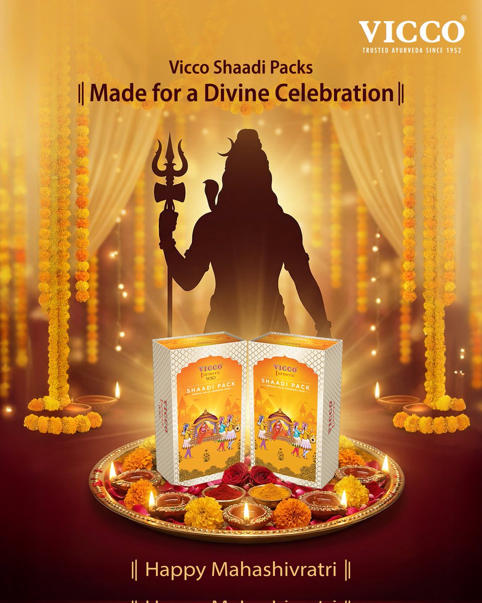 #MahaShivratri marks the sacred union of Shiv &amp; Parvati, the most divine marriage of all.
Vicco Shaadi Packs - made for such divine beginnings.
#Mahashivratri2026 #Mahadev #HarHarMahadevॐ #ViccoLabs #DivineBlessings #महाशिवरात्री