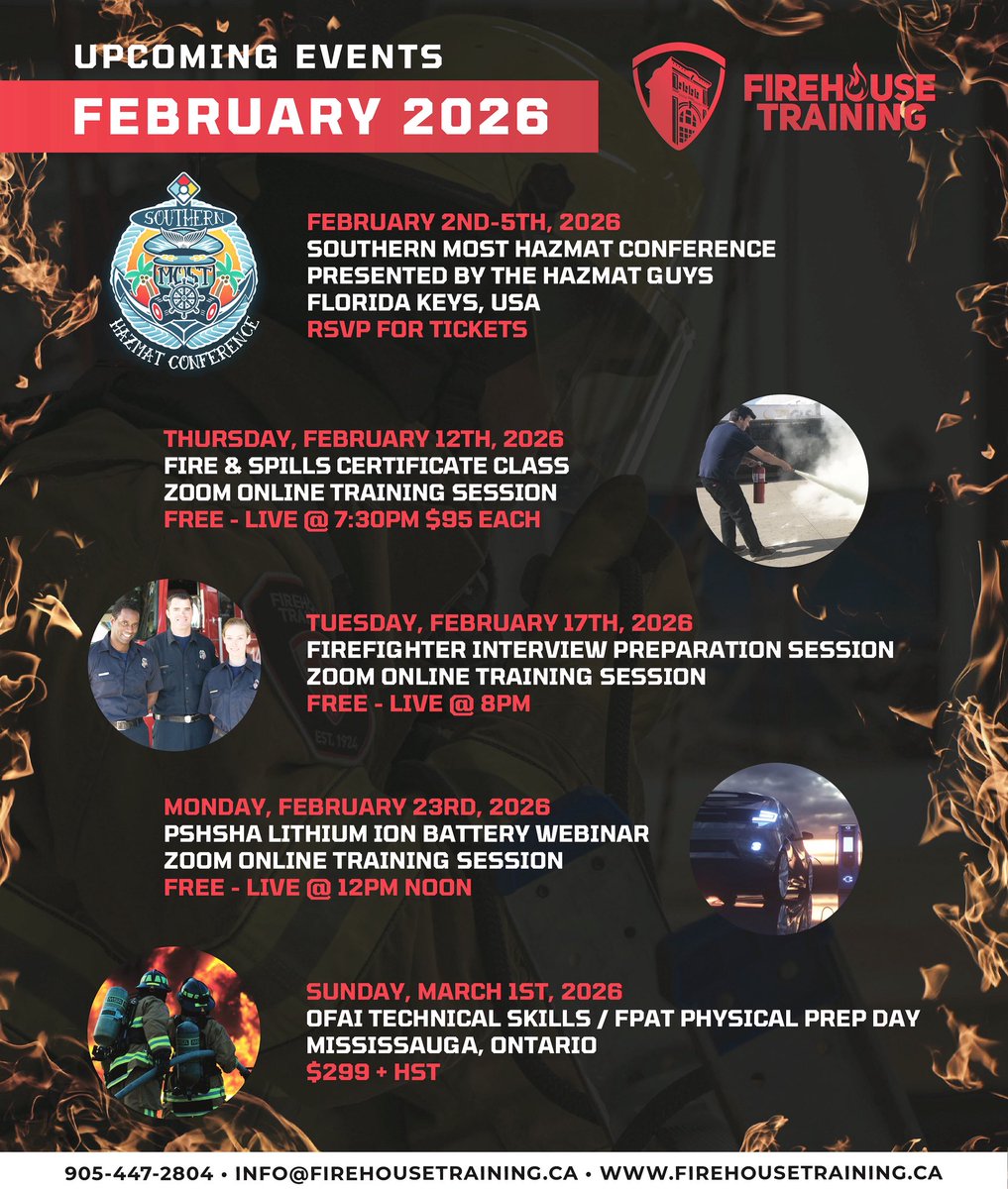 FirehouseTrain1's tweet photo. Mid-February check-in โ and weโre far from slowing down.๐ฅHereโs whatโs still coming up for the rest of the month at Firehouse Training. Weโre setting the stage for a busy spring training season. Donโt wait to jump in, nowโs the time.โฐ
#FirefighterInterviewPrep #OFAIPrep https://t.co/PRuVRVnIXT