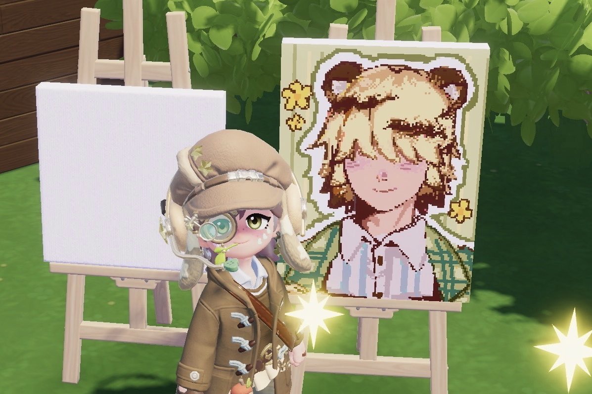 絵画解放した〜
初描きブランクくん🌼
 #heartopia #ハートピア美術館