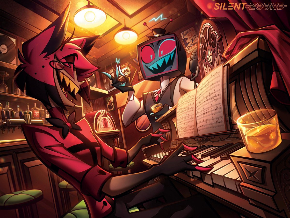 the melted drink
that damn microphone
records on the walls
love is blind and pathetic
unwarranted love? call us!
stayed gone
finger snapping
alastor with no jacket
looking at each other
vox blushing
empty bar
posted with 'thrill of first love'

i am overfed and happy.