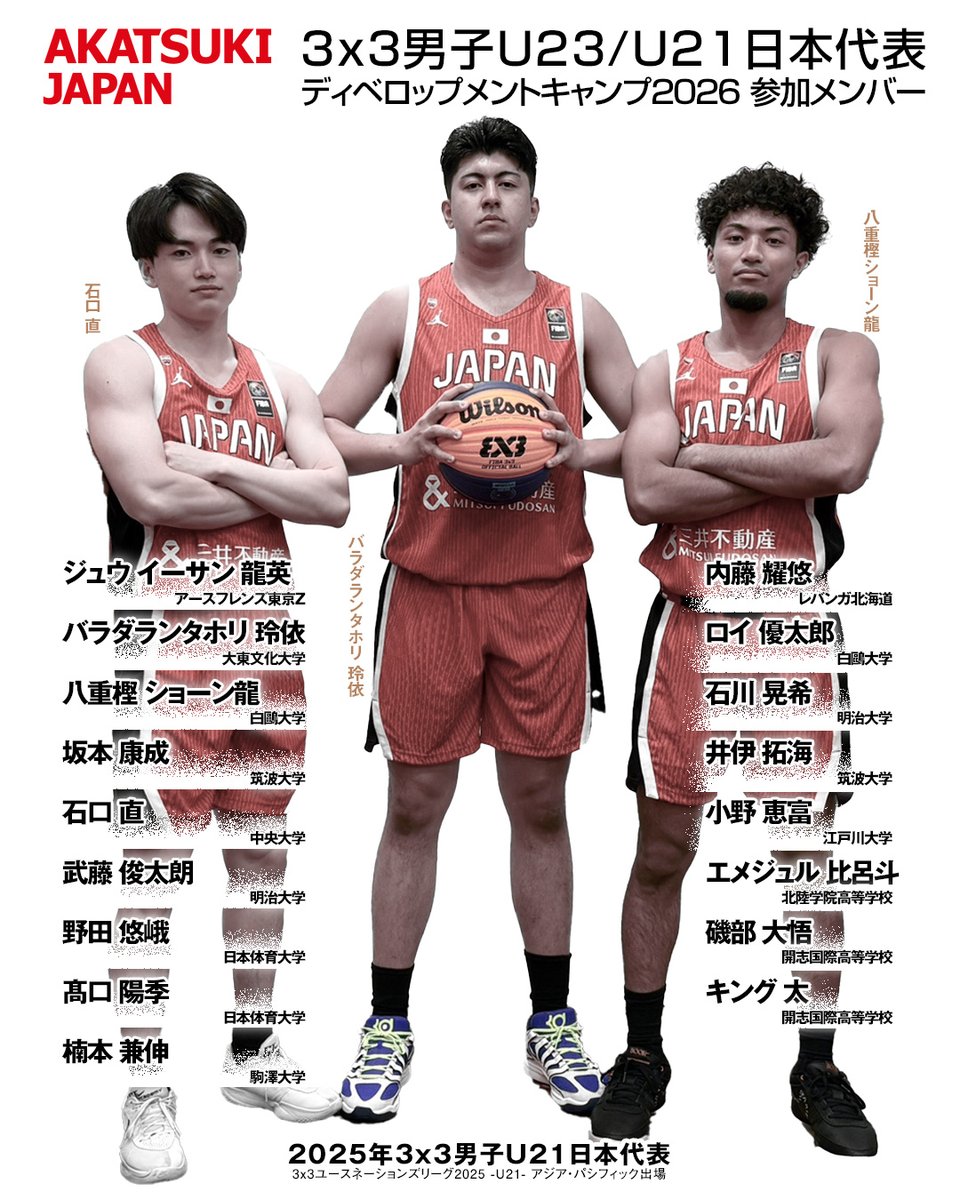 🇯🇵お知らせ🏀 このたび、内藤耀悠選手が、3×3男子U23/U21日本代表