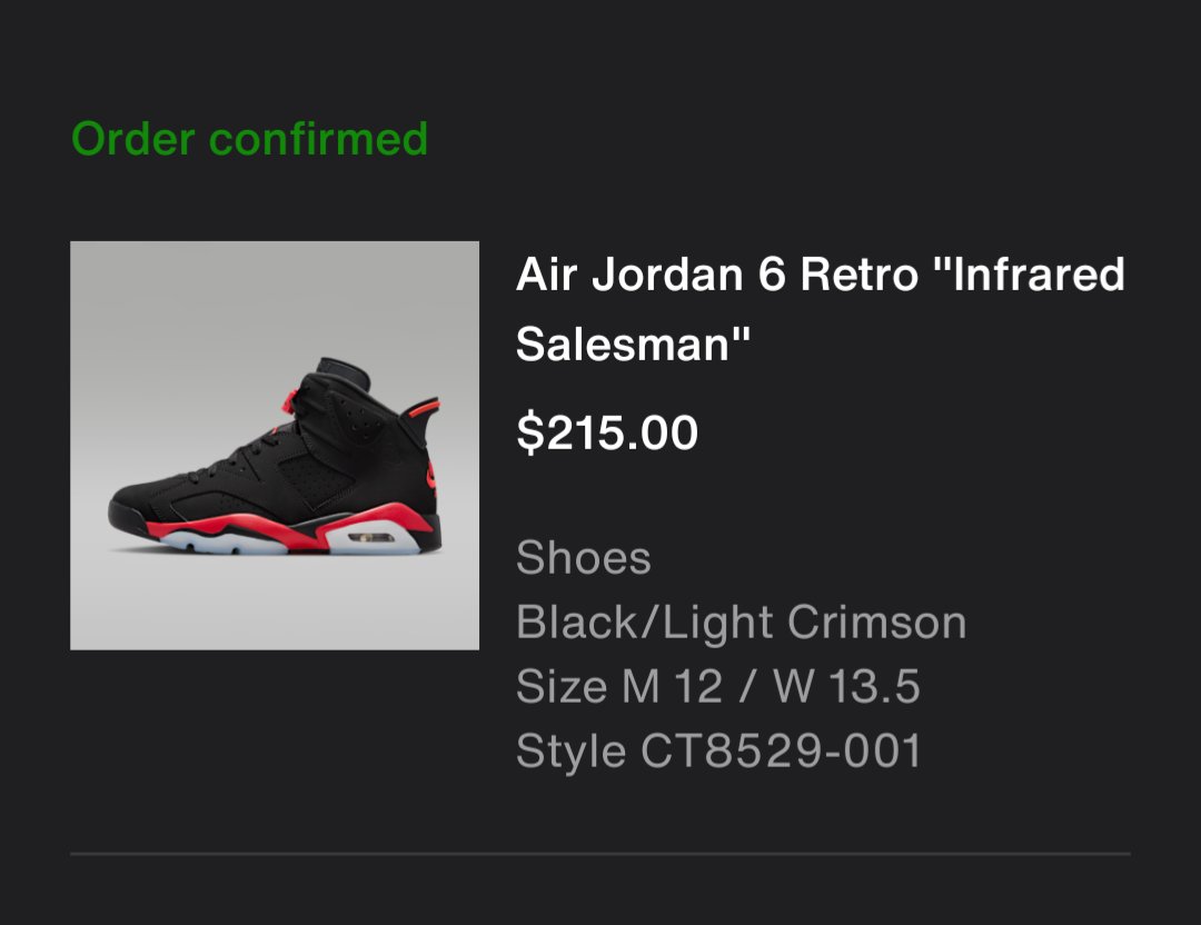 Late W on the 6's just now on SNKRS, I'll  take it since I skunked on both UNION 1s from <a href="/unionlosangeIes/">UNION Los Angeles</a> 
😂😂😂