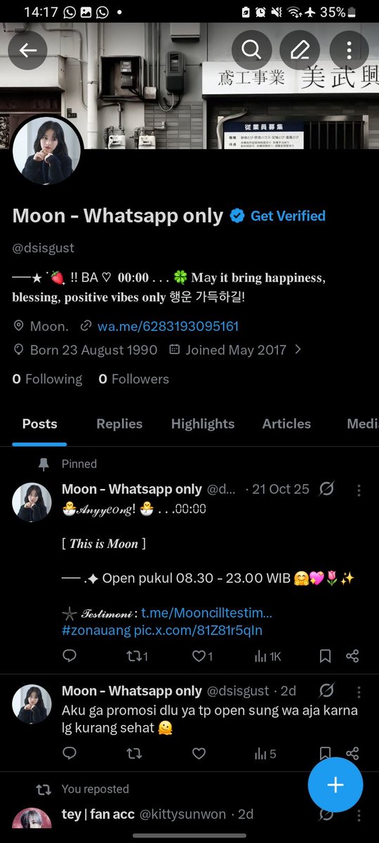 Moon. Whatsapp only 🌷 tweet media