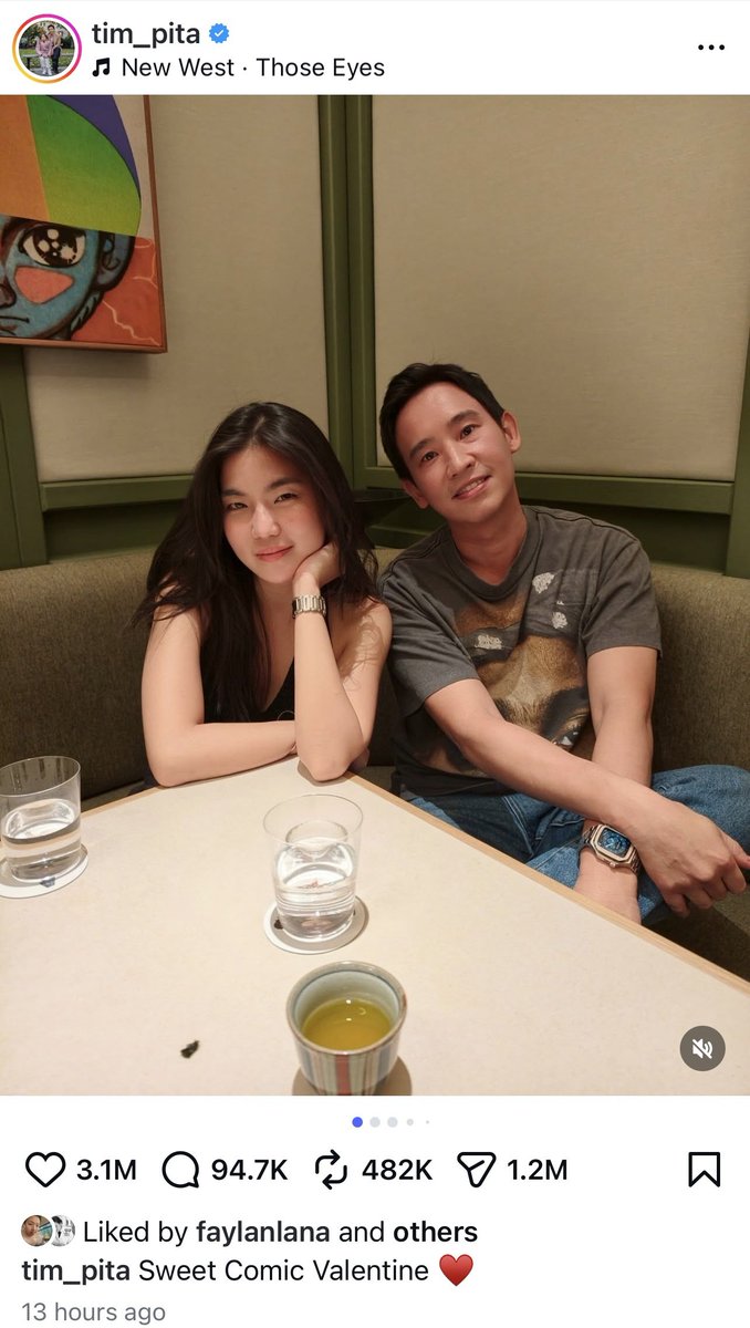 ThaiEnquirer's tweet photo. Heartthrob would be PM Pita is out of the market

Pita Limjaroenrat, the Prime Minister candidate for the 2023 General Election from the now defunct Move Forward party, has officially announced that he was dating  Koi Aratchaporn Phokinpahakorn, a well-known Thai celebrity.

Pita, who was lost 2 rounds of voting to be Thailand’s 31st Prime Minister in 2023 has been the rockstar that helped Move Forward party to be the single largest political party in 2023 General Elections but was later banned from politics by the Constitutional Court for a period of 10-years.

Social media posts were commenting that Ms. Koi is the only person who chose Pita and got Pita, while more than 14 million people chose Pita but got Anutin Charnvirakul as the Prime Minister.

His post has so far received more than 3 million likes. 

#Thailand #politics #valentine #elections2026 #elections