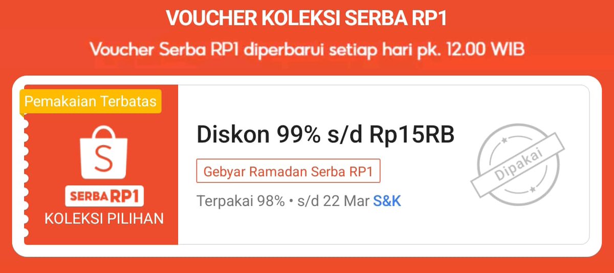 ellaahlan_'s tweet photo. SERBA 1 RUPIAH ‼️‼️
Yuk pasang alarm dari sekarang.
Gebyar ramadhan ada diskon 99% setiap hari jam ⏰️12.00 WIB. 
https://t.co/JlFNQ1SVlW https://t.co/ciNCYaFGey