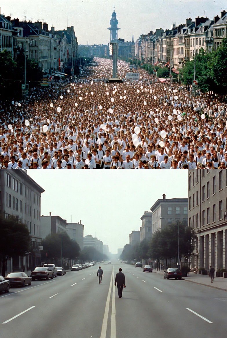 Belgium Marched. America is tweeting.

Belgium, 1996.  
Marc Dutroux rapes and murders little girls.  
Police fumble. Tips vanish. Elites whisper.  
What did the people do?  
They didn’t tweet.  
They didn’t doomscroll.  
300,000 Belgians poured into Brussels in white.  
Silent.