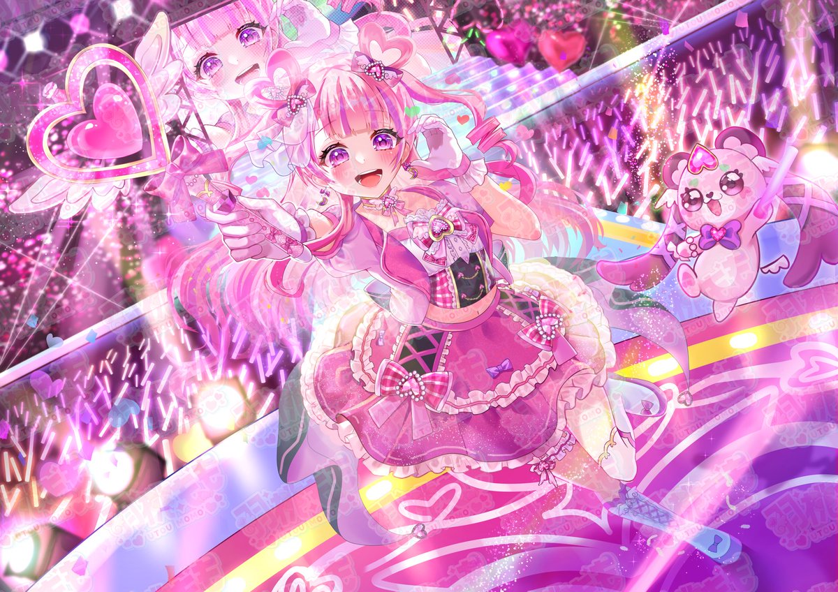 ʚ #イラスト公開 ɞ 桃の香りに包まれて、羽ばたくハートの鼓動💗ピンク