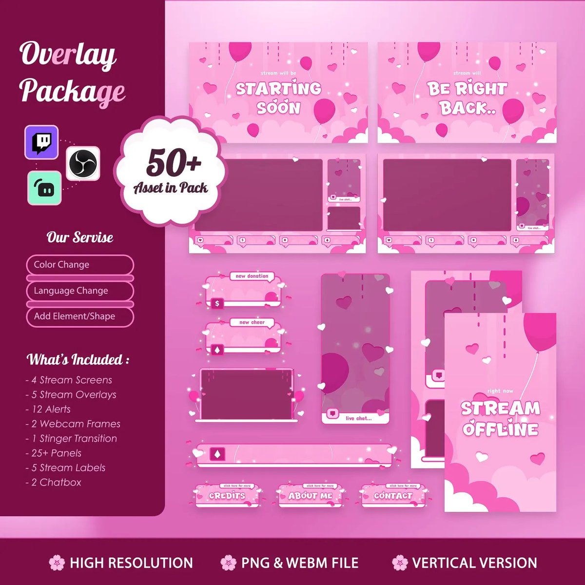 OverlayStream's tweet photo. Soft pink, floating hearts, cozy vibes 🌸
The perfect overlay pack for comfy, love-themed streams.
Plug &amp; play with color &amp; language customization 💖

https://t.co/LvIS2fI8rH

#StreamerPackage #CuteOverlay #TwitchOverlay #KawaiiStream #Game #ValentinesDay #Gift #Vtuber素材 #Love https://t.co/utdTUMxTxM