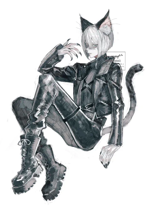 #私はこういう絵を描いています ocではケモ耳と人外ばかり描いてます✦
