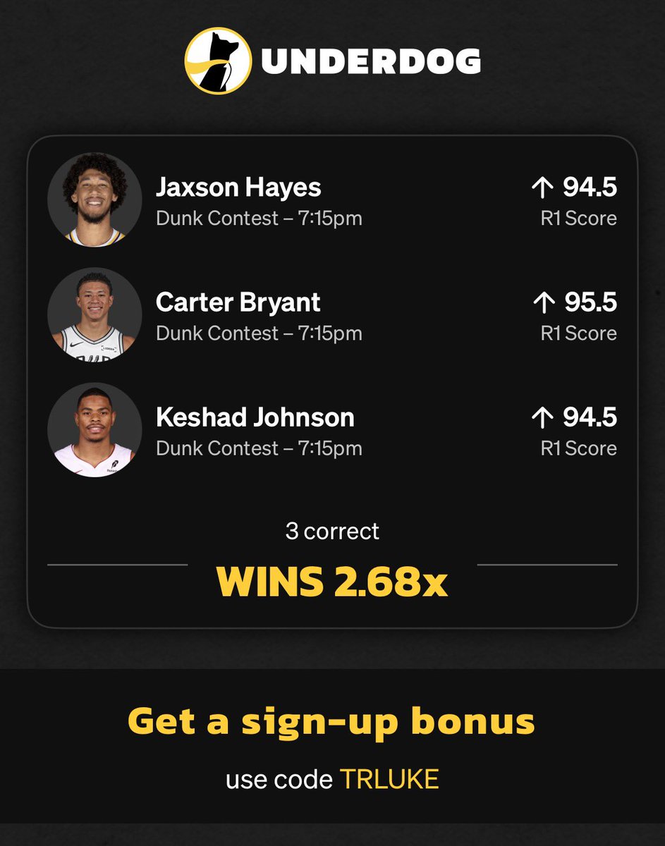 puraspicks's tweet photo. SLAM DUNK CONTEST PLAY 🏀

#NBAAllStar26 #UnderdogFantasy #BettingX https://t.co/oJXmBp6pkL