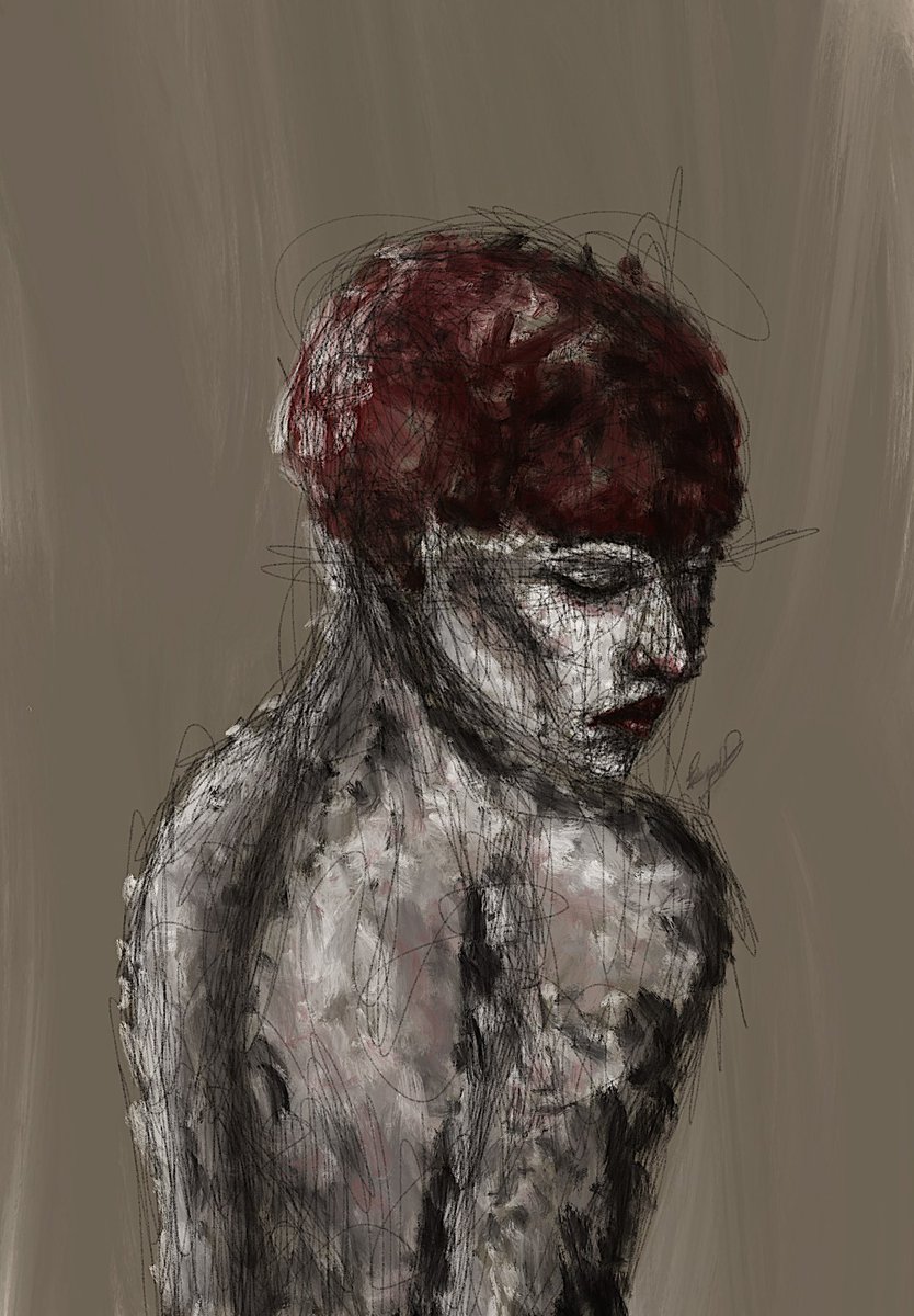GothKuriMage's tweet photo. Step-by-step process for a painting of mine. I’m a big fan of keeping sketch lines present in the final draft of paintings :)
#artmoots #smallartists #painting #digitalart #darkart https://t.co/xYlxczt263