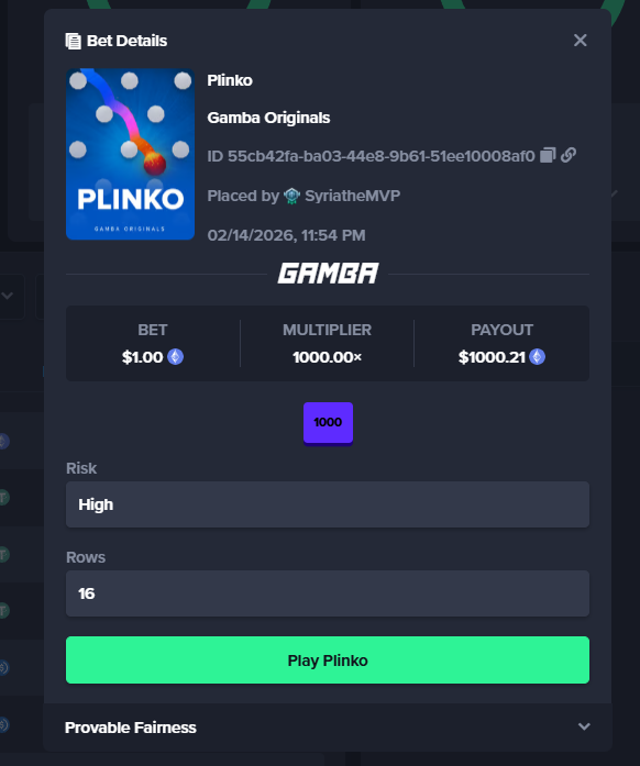🚨 1000X PLINKO ALERT!

One of our lucky players under code ''Meluhdy'' smacked a beautiful 1000x on @Gamba's Plinko!

I lowkey think our code got enhanced RTP...