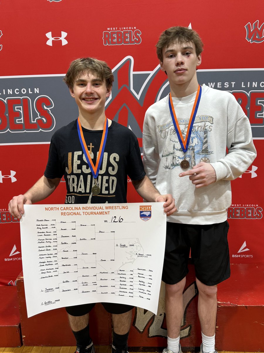 ES_Athletics's tweet photo. Congrats to Aaron Jones on winning the NCHSAA 3A Western Regional Championship in the 126lb weight class!

Also congrats to Cameron Hayden on finishing 3rd in the 113lb weight class. 

Both wrestlers advance to next week’s State Championships. Good job guys - Go Cards!!! https://t.co/D6Wwb45zSZ