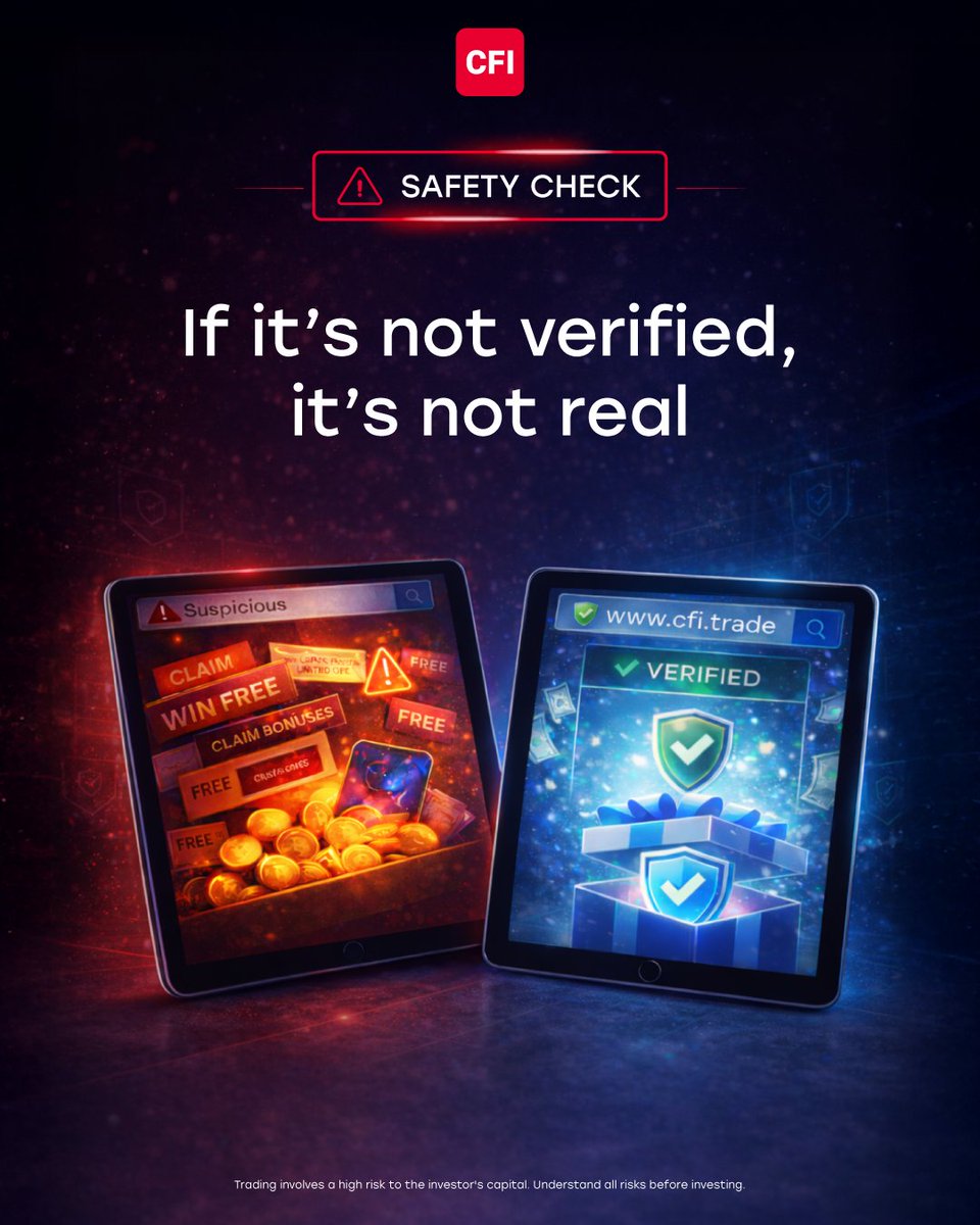 Scammers often use fake promotions and giveaways to collect personal data and mislead traders. ⚠️
All CFI campaigns and offers are announced exclusively through our official, verified channels. ✅

If you didn’t see it on cfi.trade,
it isn’t from CFI. ❌

#CFI