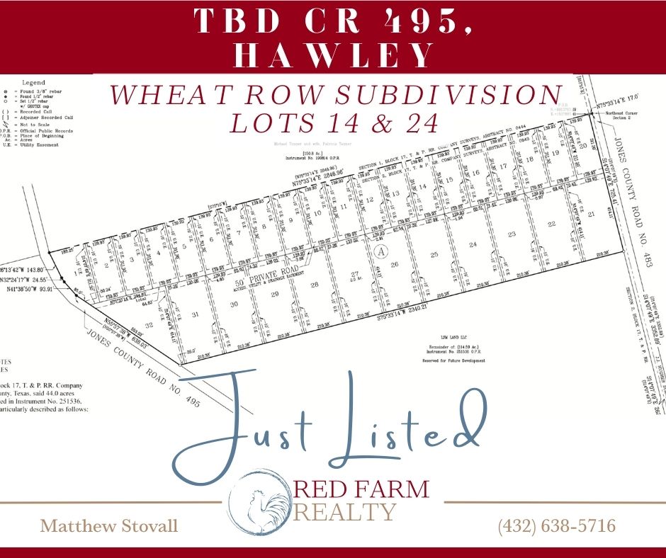 redfarmrealty's tweet image. 🌾 NEW LOTS — Wheat Row! 16 of 32 lots already under contract! Lots 14 (1 acre-$26,500) &amp;amp; 24 (2 acres-$39,900) in Hawley ISD near AI facility. Electric, city water, fiber internet, new private road, no restrictions, RVs welcome. OF available!
#RedFarmRealty #RedFarmWay #HawleyISD