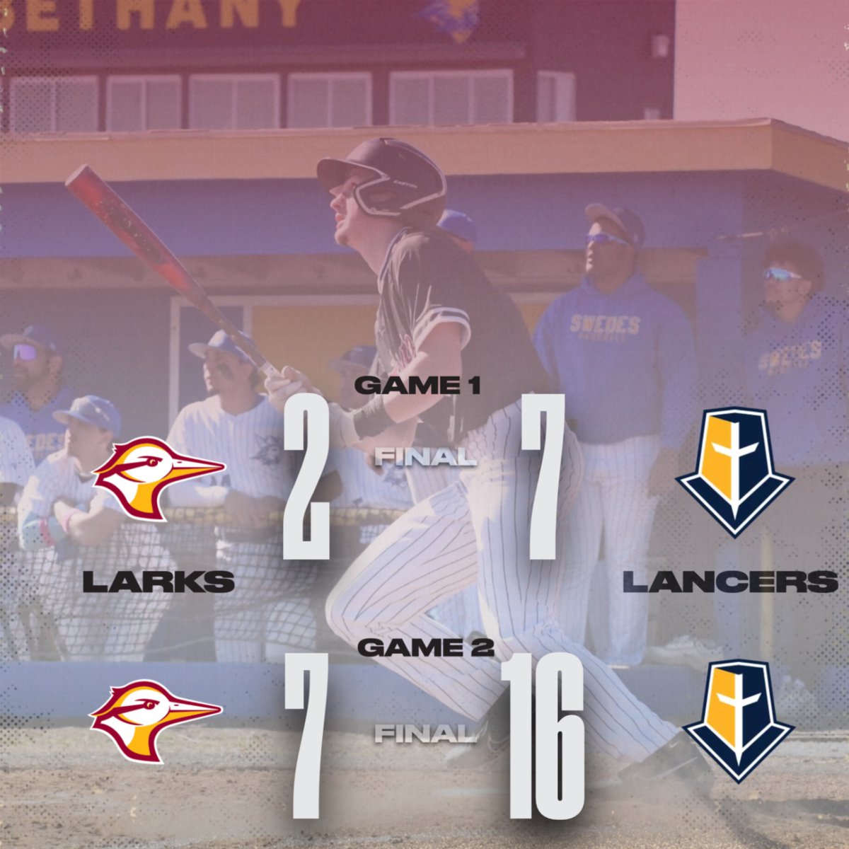 GoLarks's tweet image. The Larks fell to Mount Marty, 2-7 and 7-16.

HR: Cole Steinrich, Kreyton Johnson

The Larks will be back at it tomorrow at 12 and 3 PM.