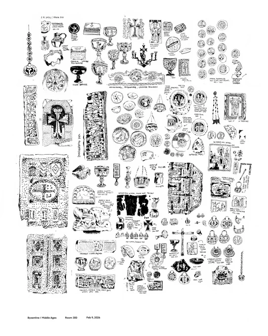 Trying a project where I draw as many objects at the Met as possible. Here is (most of) Room 300 