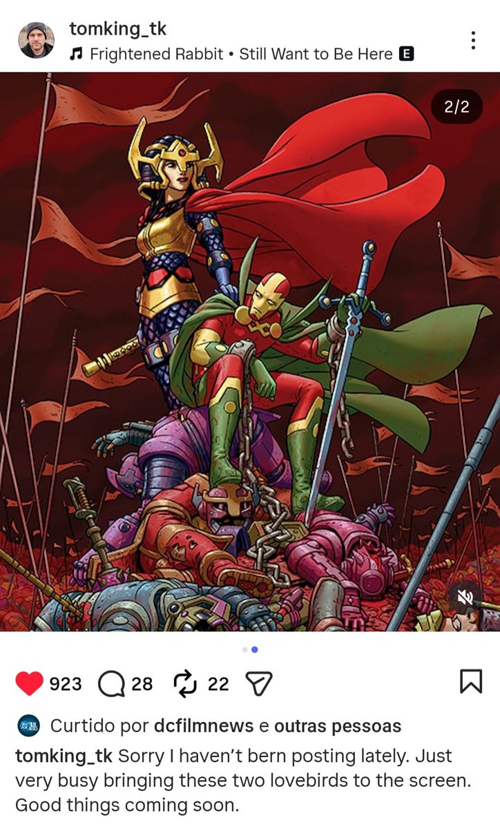 Tom King provoca novidades de Mr. Miracle em breve:

"Desculpem por não ter postado ultimamente. Estou muito ocupado trazendo esses dois pombinhos para as telas. Boas novidades em breve"

#DCU