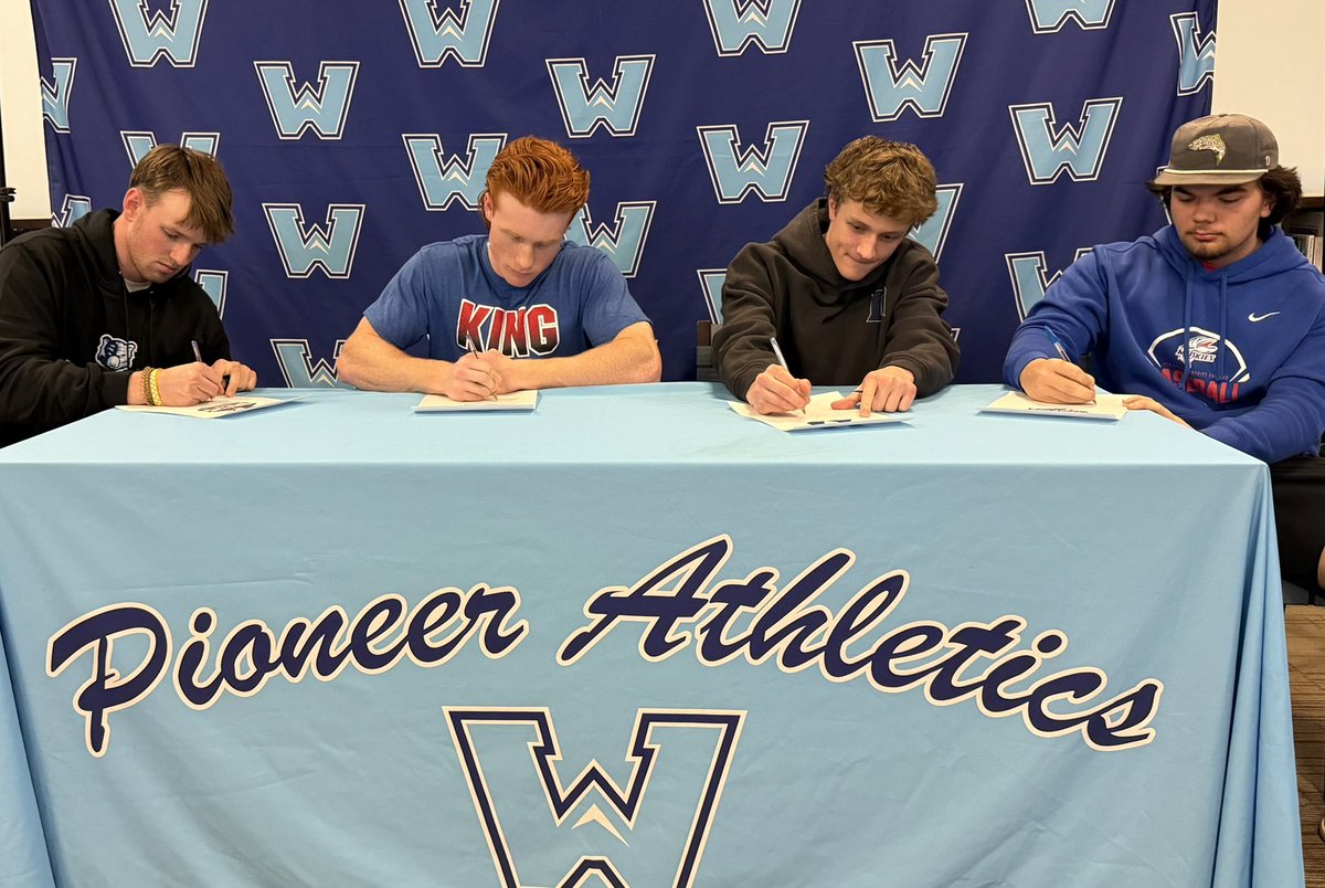 wataugaboosters's tweet photo. ⚾️ @KingU_Baseball (@jakeblanton)
⚾️ @DukeBASE (@EvanBurroughs13),
⚾️ @BJUBruins (@LukeRothrock),
⚾️ &amp; @NRCCBaseball (@BrettVannoy55) 

just got better! Congrats to these Pioneers &amp; their families! Looking forward to watching them play in their senior season for @BaseballWatauga! https://t.co/nXJD8hzUl2