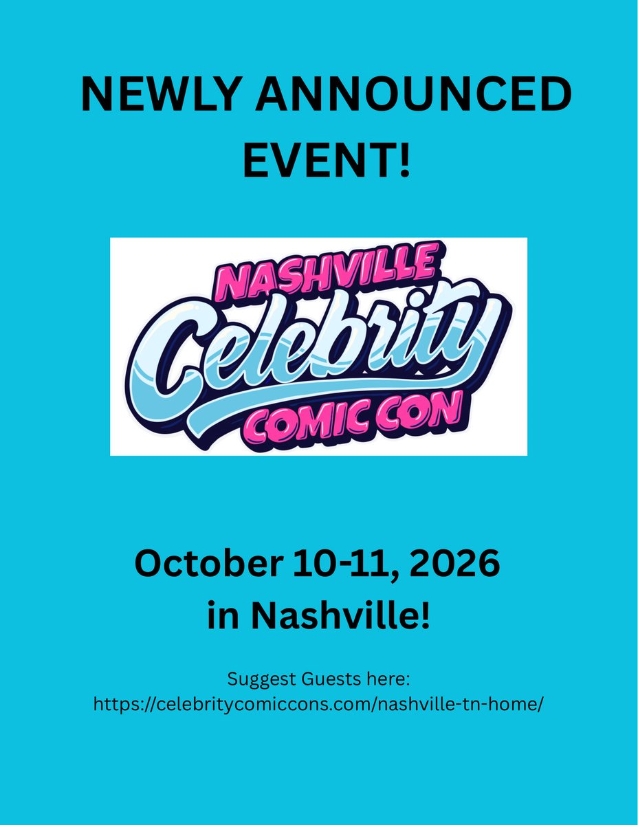 🚨 NEWLY ANNOUNCED! 🚨
#Earpers Nashville City Celebrity Con just revealed their October dates! 🎉
We think this would be an amazing fit for the cast — let’s make it happen! 🤠✨
Request them here: ➡️ celebritycomiccons.com/nashville-tn-h…
#WynonnaEarp #Tubi #EarpConRequests101