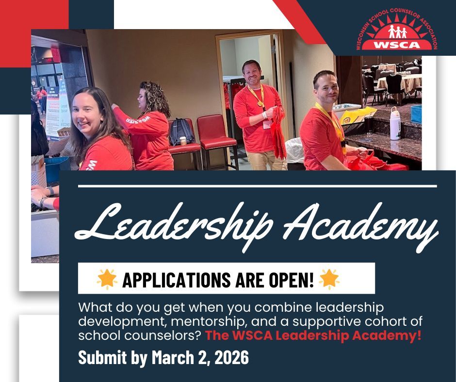✨ What do you get when you combine leadership development, mentorship, and a supportive cohort of school counselors? The WSCA Leadership Academy!
 
👉 Apply by March 2 for the 2026–2027 cohort! buff.ly/eZzgO0P