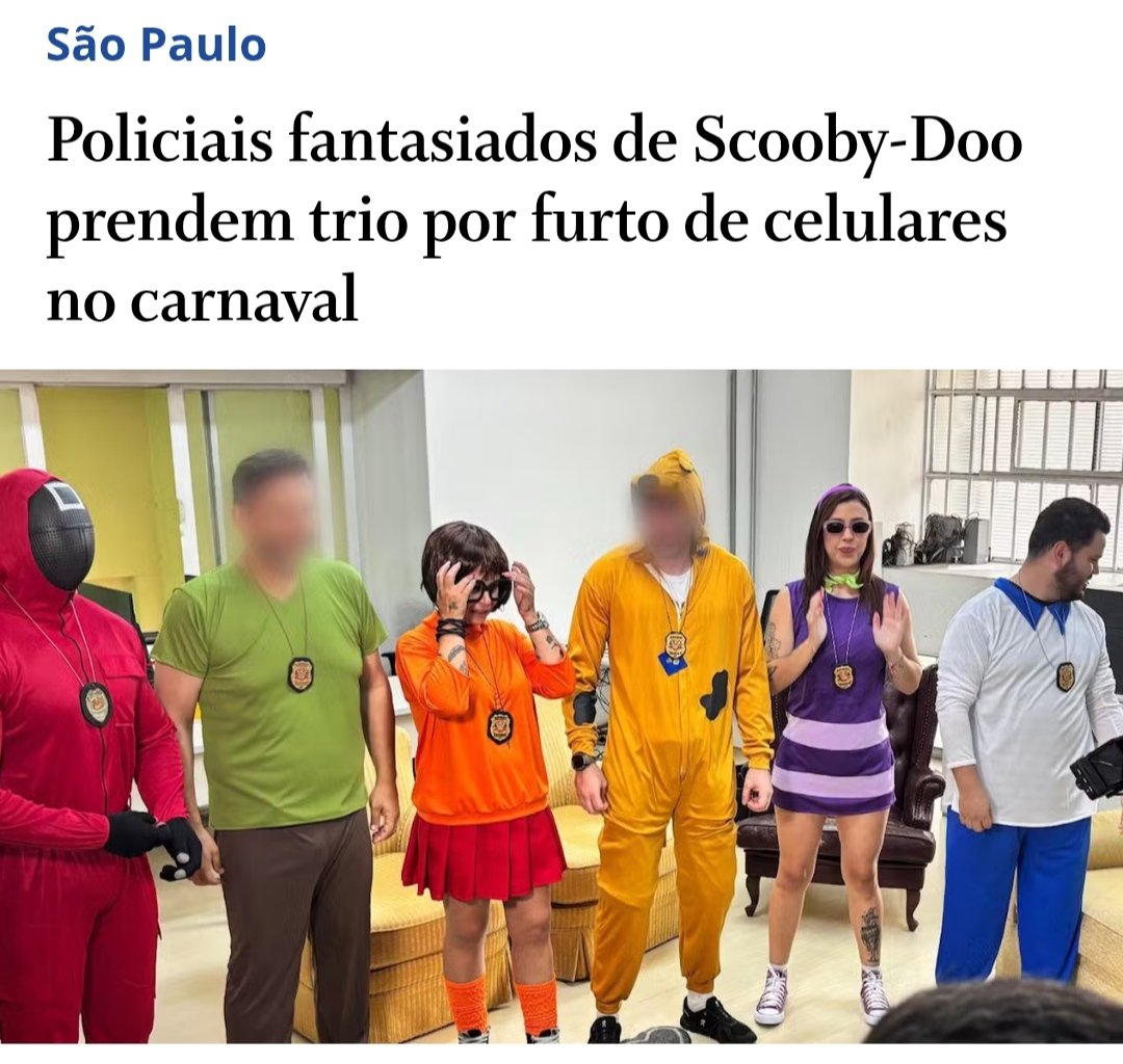 Carnival Undercover Operation Police officers in Brazil :
Dressed as characters from Scooby-Doo, arrested 3 suspects for cell phone theft during a Carnival. 
February, 2026. 

#oddnews #weirdnews #CarnivalBrazil #b99 #ScoobyDoo