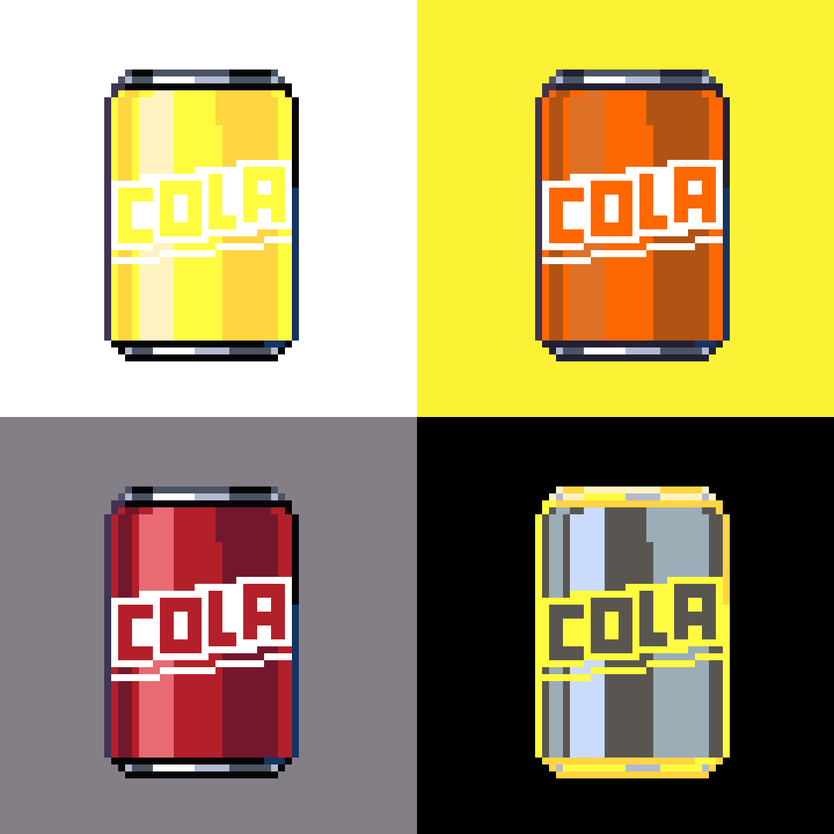 bob_game_studio's tweet photo. Day 6 of week : Yellow Cola Soft Drink 💛Can you guess what might be yellow the next day
#pixelart #pixel #aseprite #space #pixelspace https://t.co/gJ1bE0rFGT