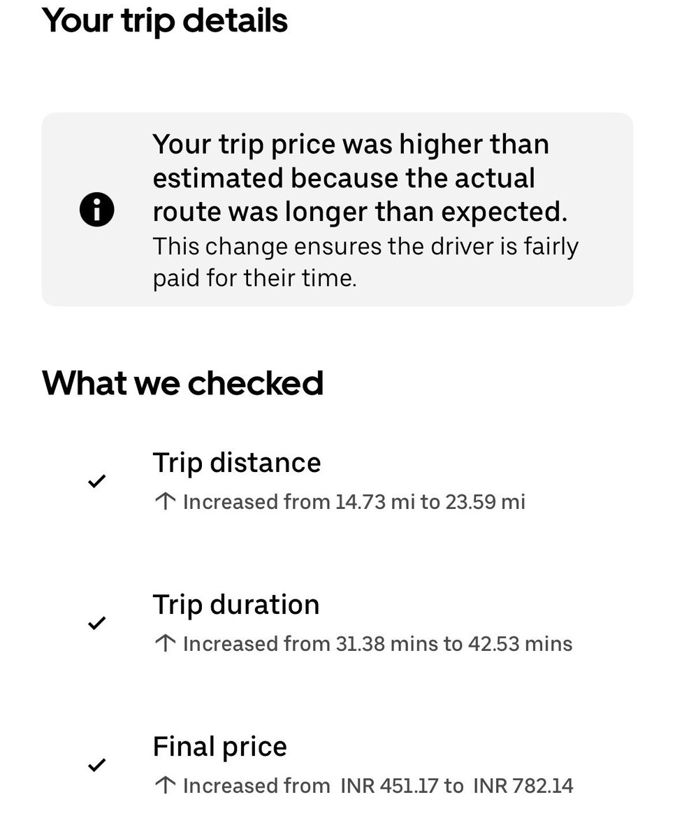 SumitCh52623432's tweet photo. @Uber_India @Uber @Uber_Support AI के चलते शिकायत करना हुआ मुश्किल गाड़ी बुक करते समय किराया 452₹ or उतरते समय 782₹  और इस चीज़ के बारे में कोई समाधान नहीं कैसे इस समस्या का निपटारा हो  , बुक करते समय किराए में कोई पारदर्शिता नहीं , ये साफ़ तौर पे ठगाई है @OfficeOfNG @Olacabs https://t.co/FI6qhuf1Z7