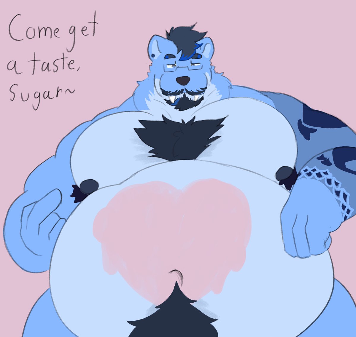 Happy valentines!!! 🩵
Hope you brought extra chocolate ~
Maybe some pizza, and wings… and -

🎨 @/heatedh0und.bsky.social