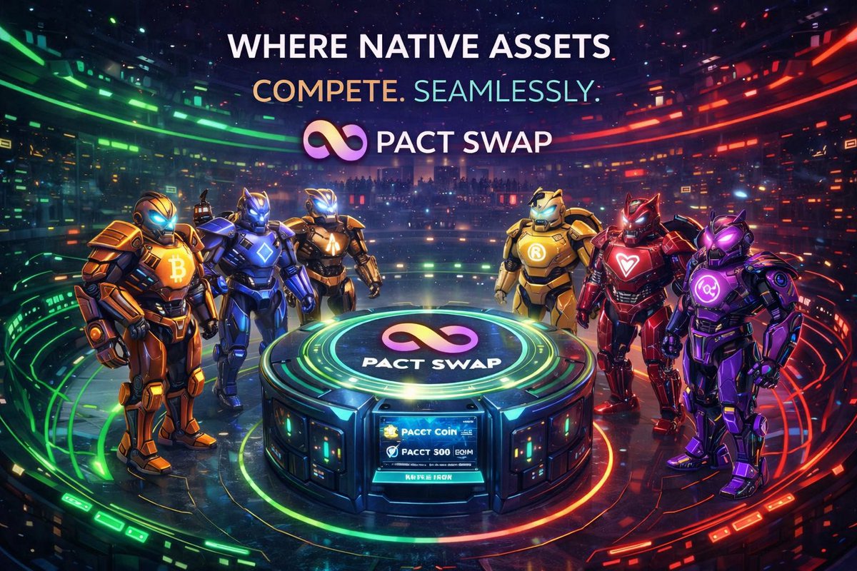 AndreLuiz400's tweet photo. Different chains.
Different communities.
Different strengths.
@Pact_Swap is where native L1 assets compete, interact, and settle with deterministic on-chain execution.
No bridges.
No wrapping.
No custody.
Just pure native liquidity in motion. โ๏ธ๐ฅ
#PactSwap #NativeAssets #GM https://t.co/EKU0lsKXc1