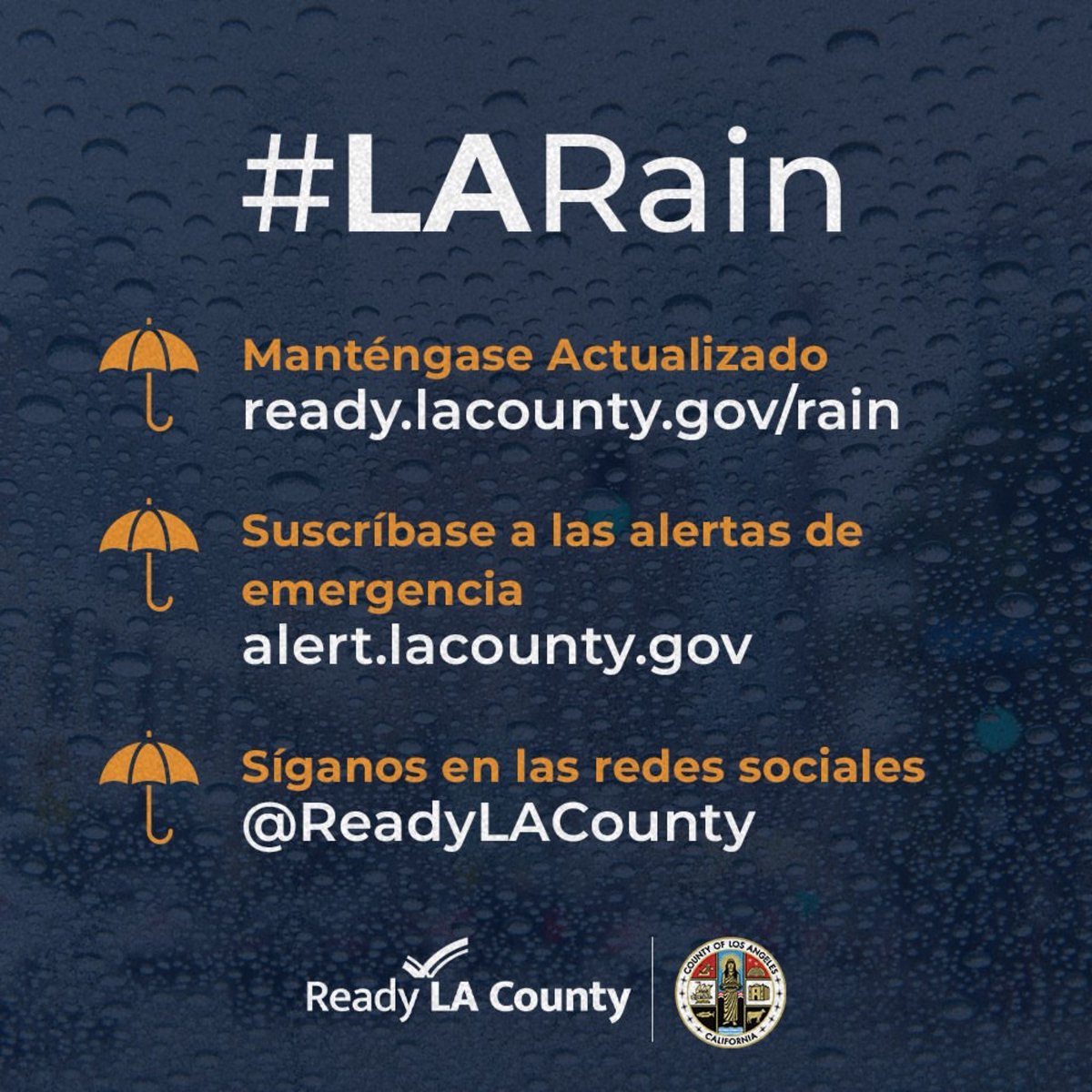 LACOFD's tweet photo. ☔️ #LARain
Current @NWSLosAngeles forecasts indicate a storm system moving in 2/15.
Be prepared:
🌧️ https://t.co/a958O1Wspy
🏠 https://t.co/l5NOaVOx22
⚠️ https://t.co/qucQrnBeJd
Sign up for emergency alerts:
📱https://t.co/qLHHNGbFfX
#HaveAPlan #StayInformed #ReadyLACounty https://t.co/p9ZIFs9cM5