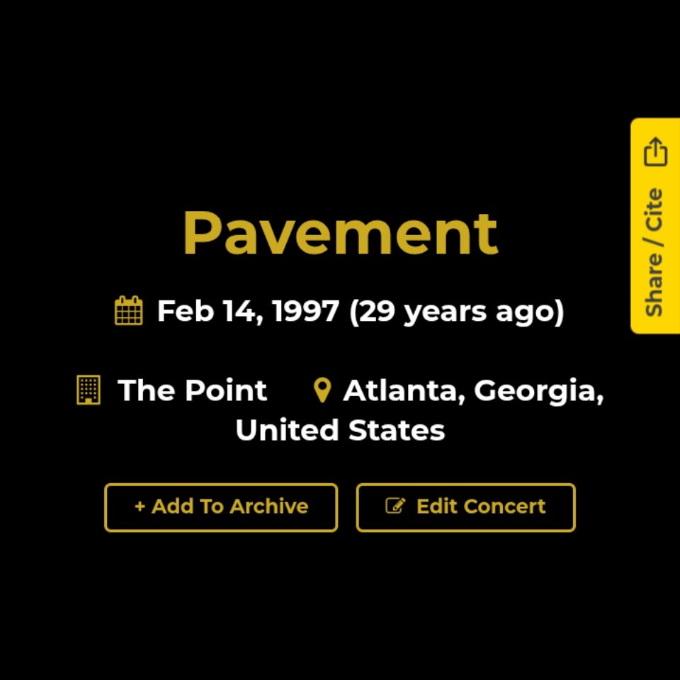 29th anniversary of my first two Pavement shows