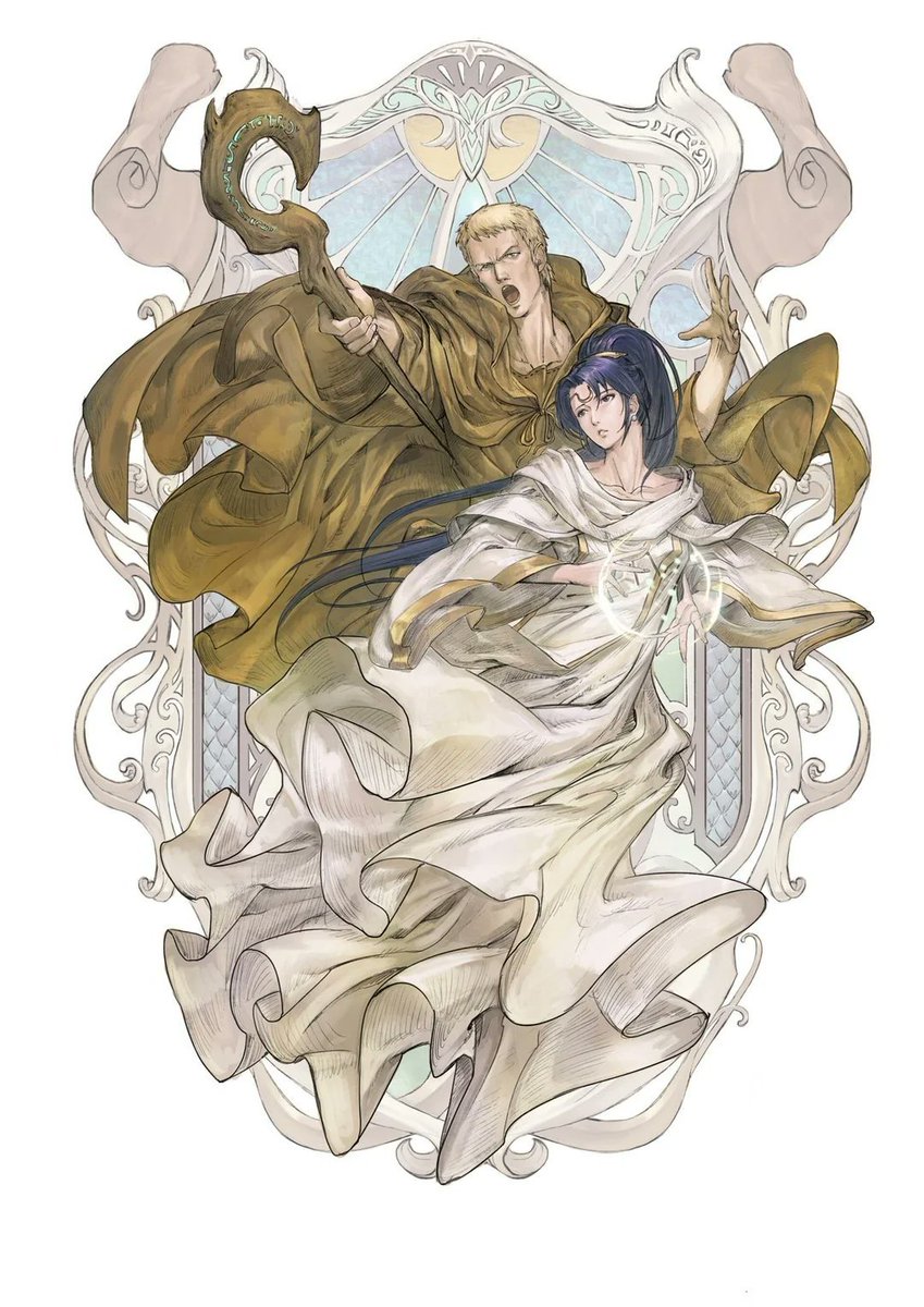 OldWorldHermit's tweet image. Cover art for the 25th Anniversary "Record of Lodoss War" books.     

🎨 Kim Dong-hyuk

#FantasyArt #DnD #ttrpg