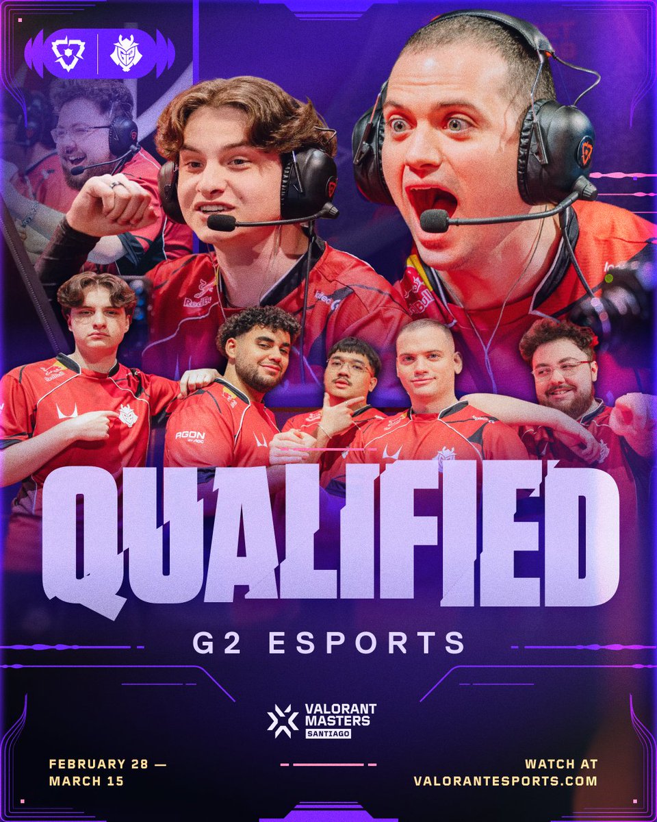 Their 6th global stage appearance in a row.

<a href="/G2VALORANT/">G2 VALORANT</a> are headed to #VALORANTMasters Santiago!
